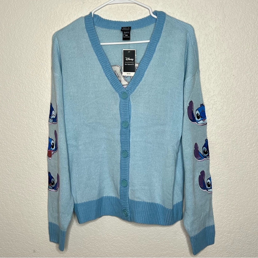 Disney Light Blue LILO & Stitch Stay Weird Cardigan Small New